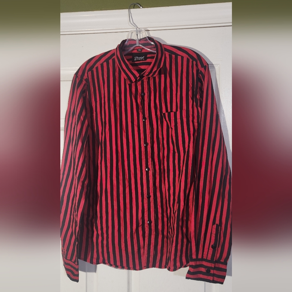 Straight to hell red and black button down
